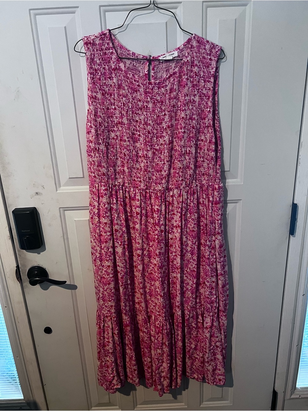 Women’s Sleeveless Pink Floral Tiered Dress